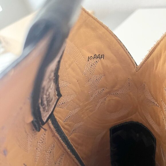 NEW Rod Patrick Mens Cowboy Boots 10 AAA Black Ostrich Leather Western Round Toe - Picture 10 of 13